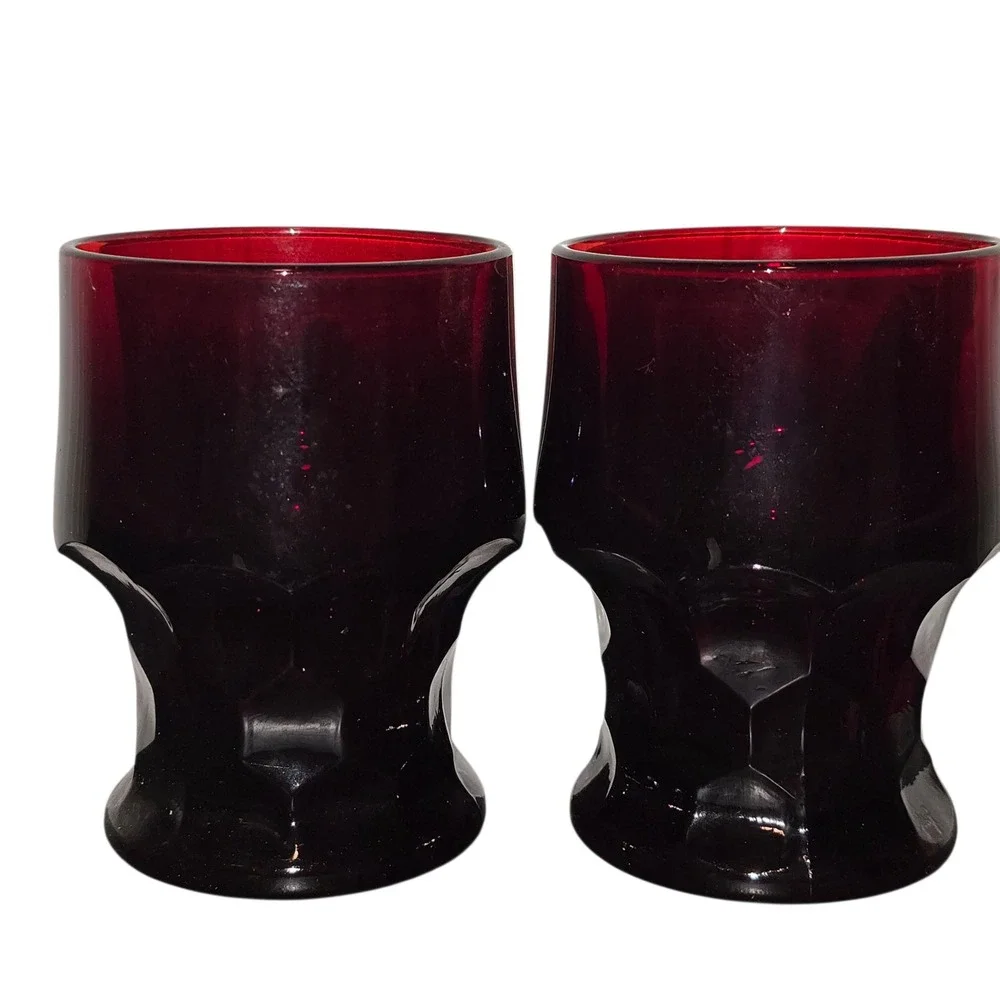 2 Vintage 9 Oz Flat Tumbler Georgian‎ Ruby by Cambridge Barware 1930's - 1950's